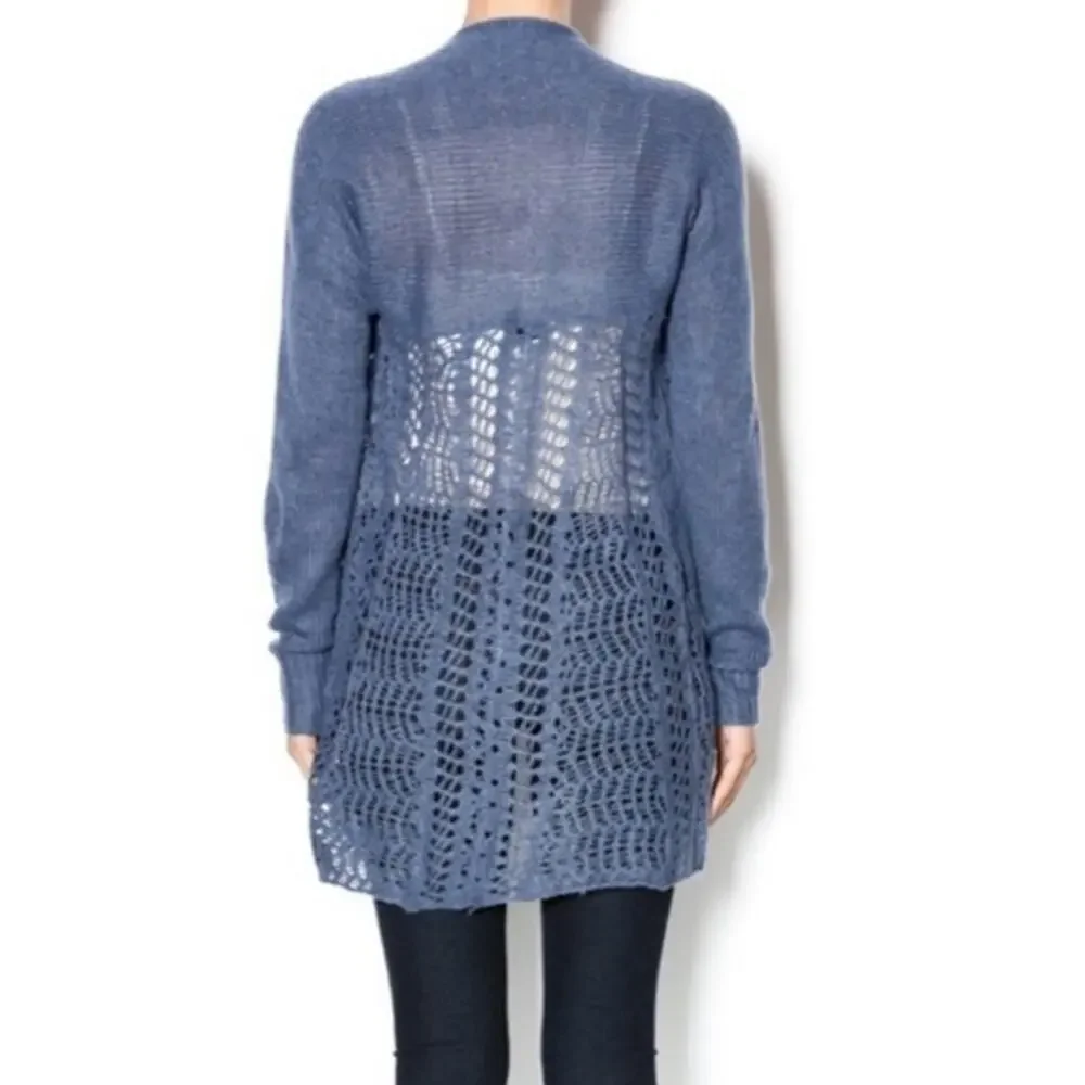 Simply Noelle Blue Fisherman's Open Knit Pull-Over Long Sleeve Sweater S/M 8-10